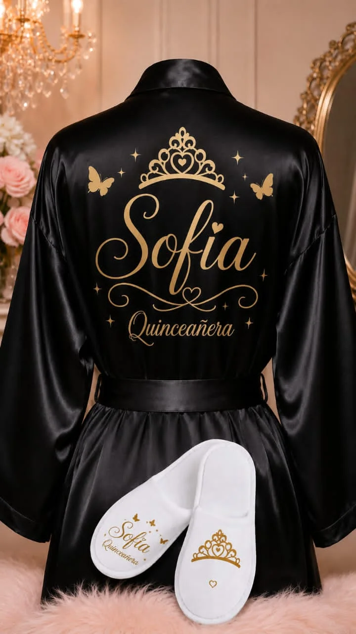 Accessory Quinceañera Robe and Slipper Set Quinceanera Gift