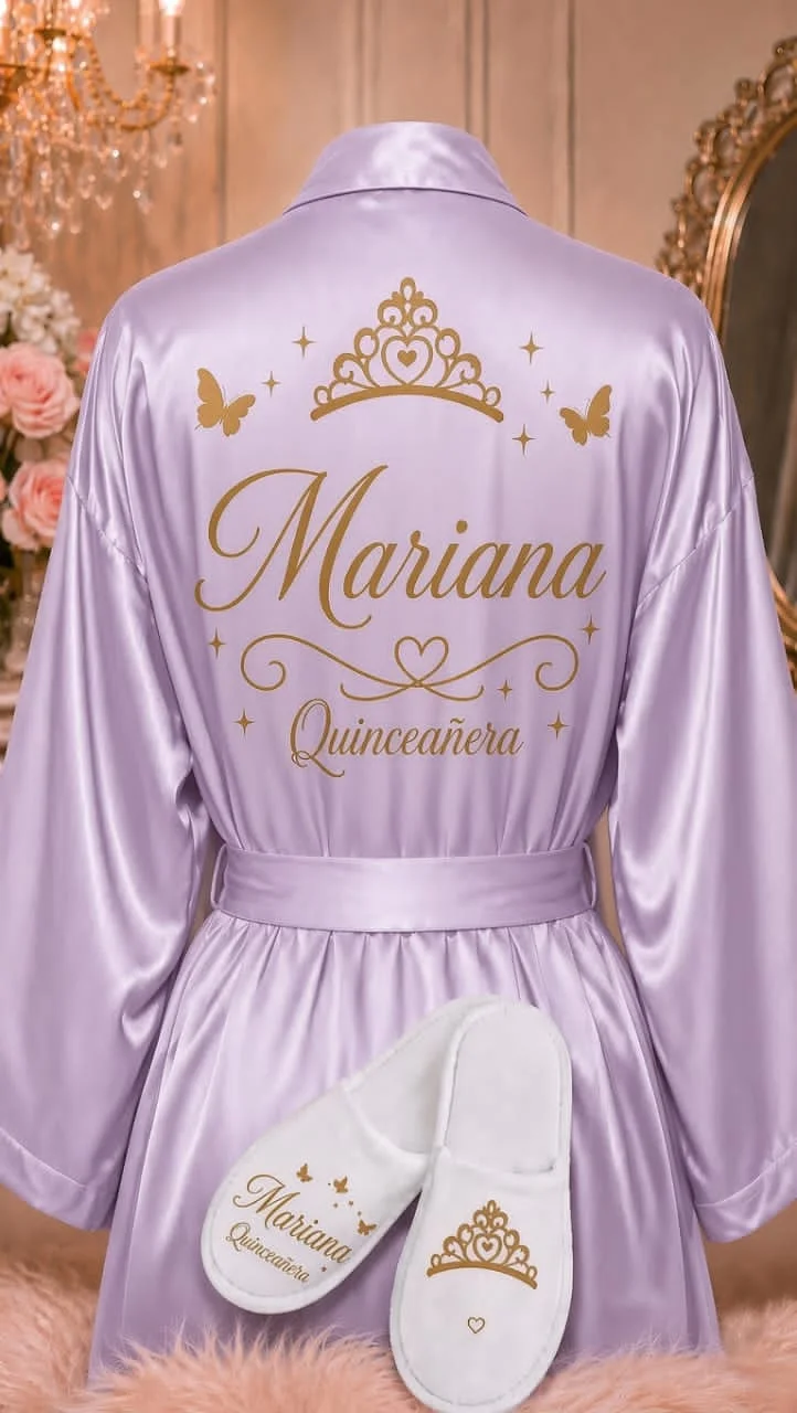 Accessory Quinceañera Robe and Slipper Set Quinceanera Gift