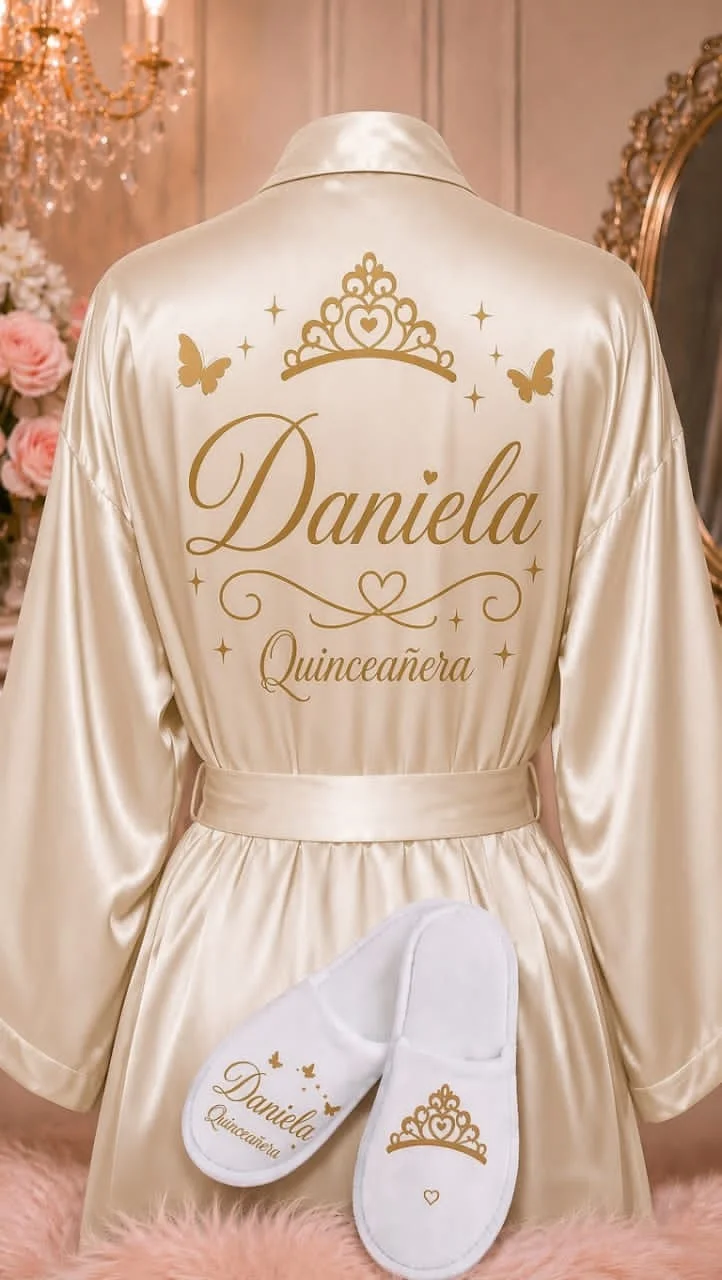 Accessory Quinceañera Robe and Slipper Set Quinceanera Gift