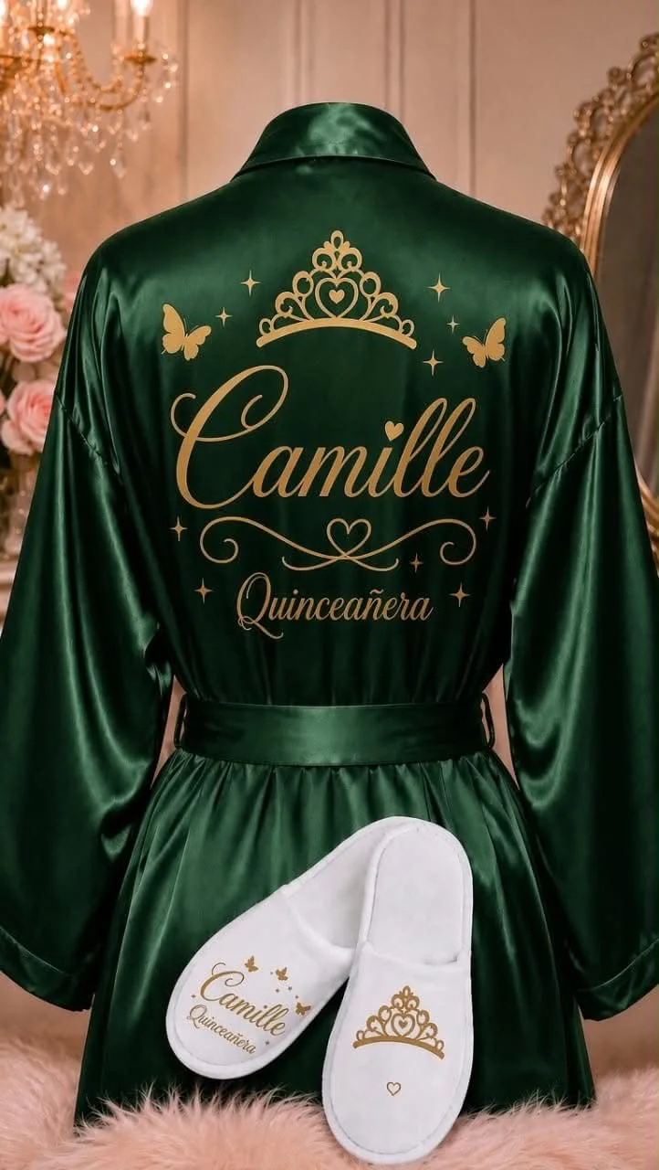 Dress Quinceañera Robe and Slipper Set Quinceanera Gift