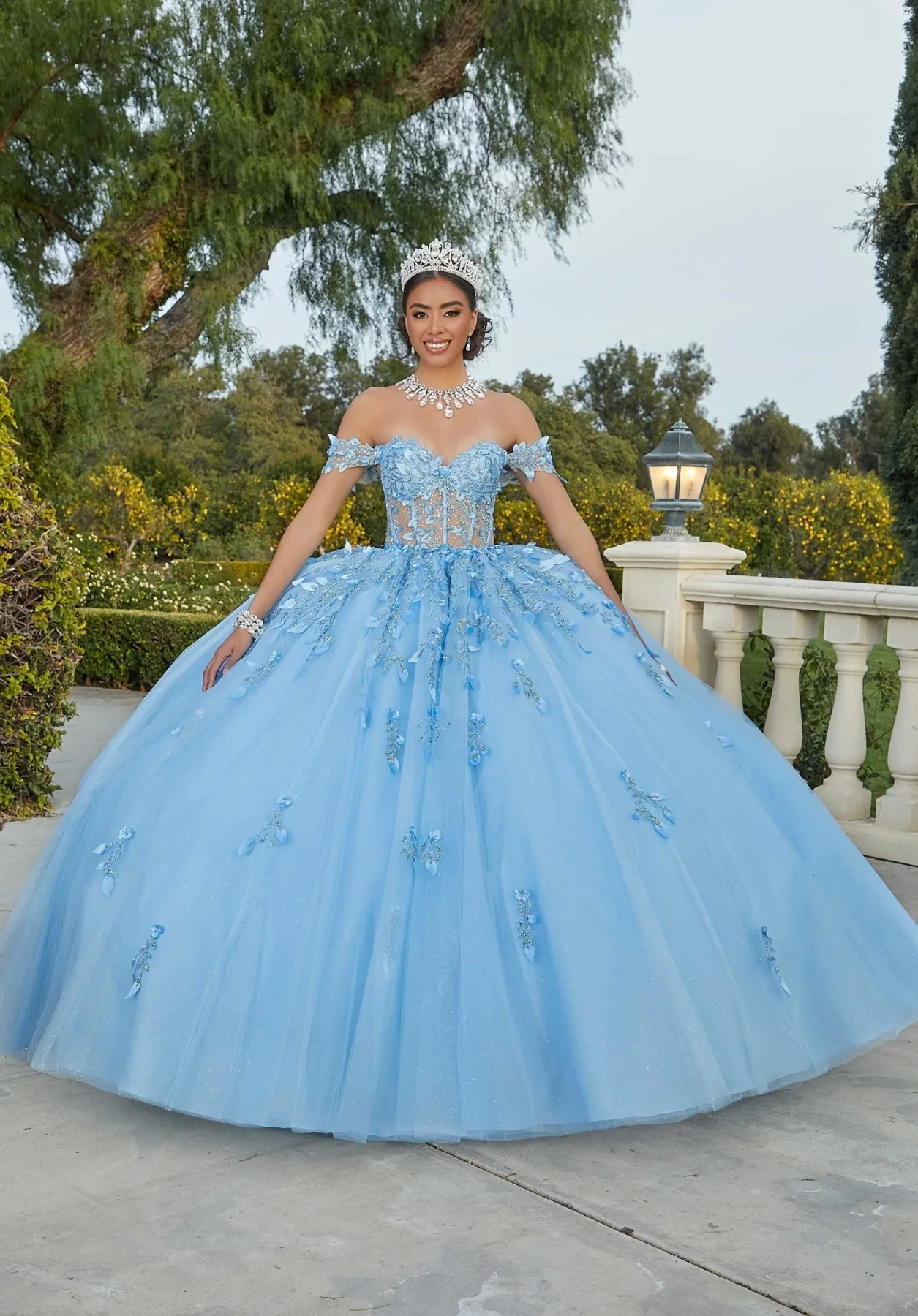 Dress Three-Dimensional Glitter Embroidered Quinceañera Dress