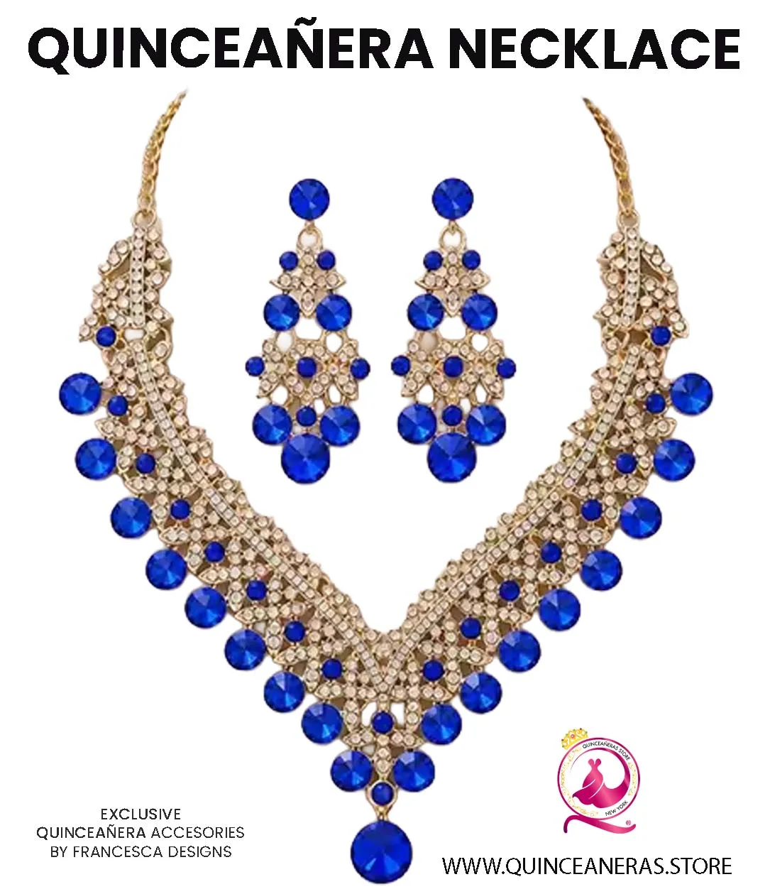 Accessory Luxury Quinceanera  Crystal Necklace with Earrings