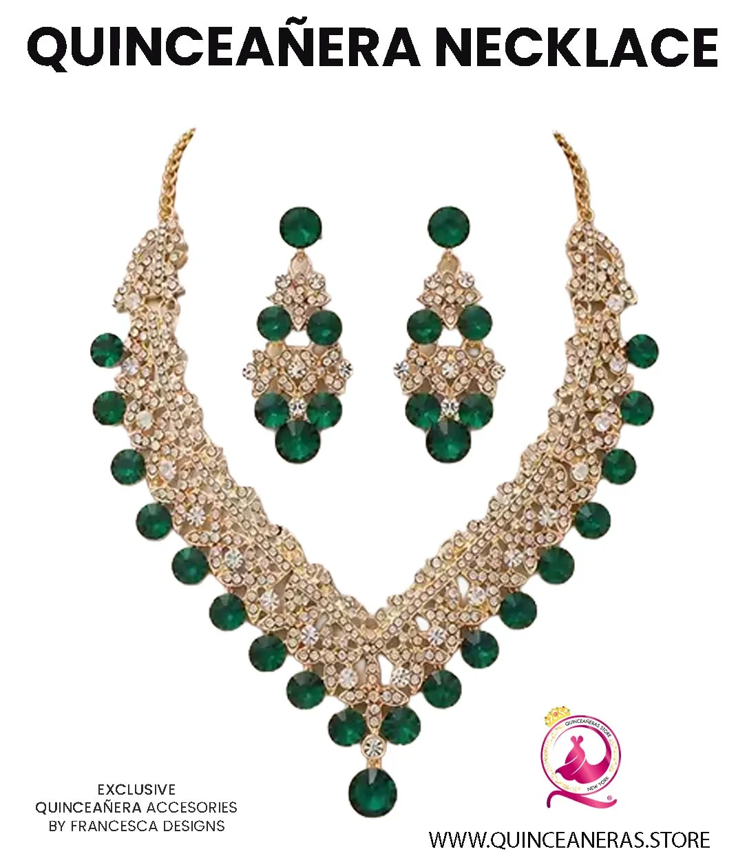Accessory Luxury Quinceanera  Crystal Necklace with Earrings