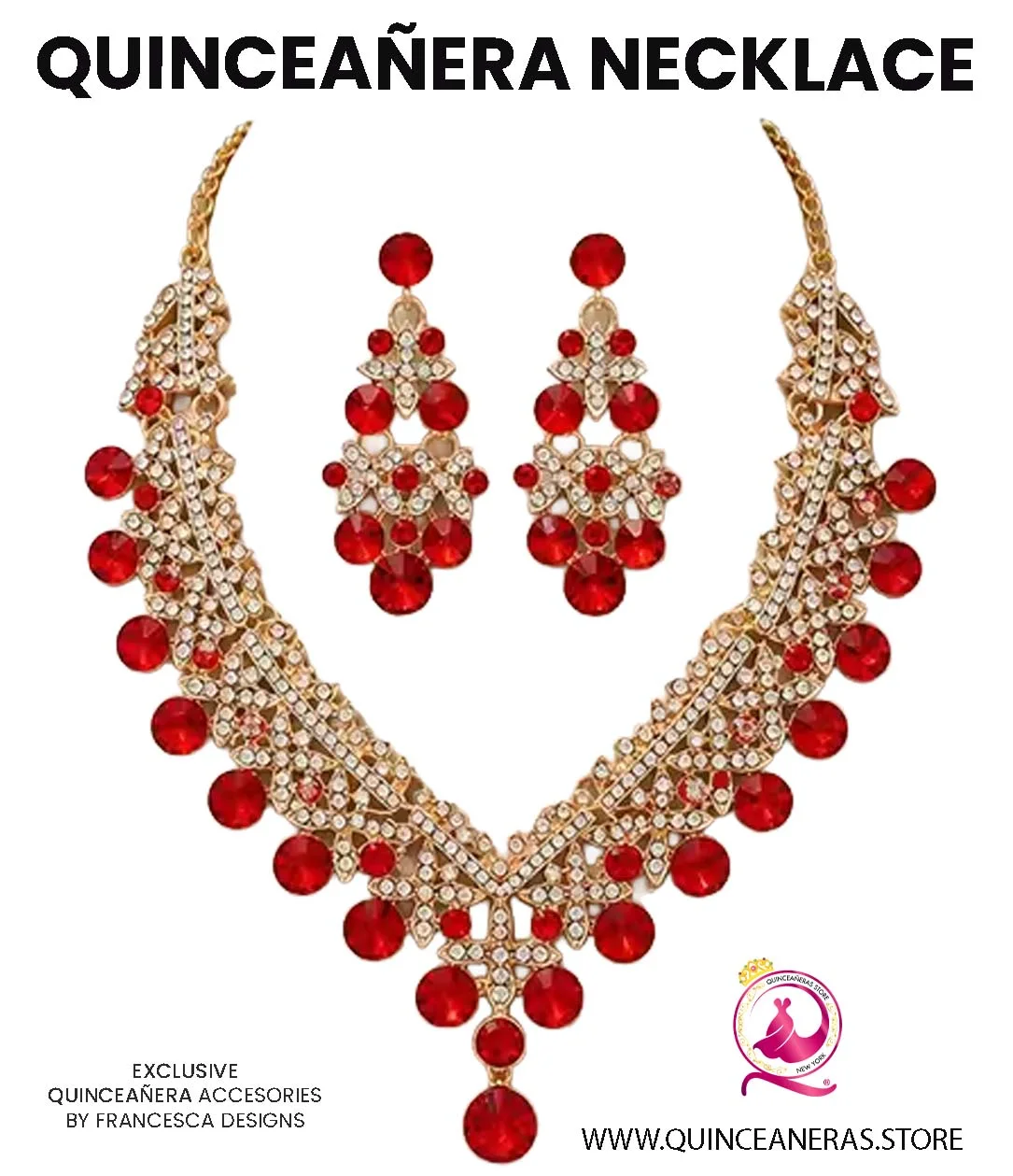 Accessory Luxury Quinceanera  Crystal Necklace with Earrings
