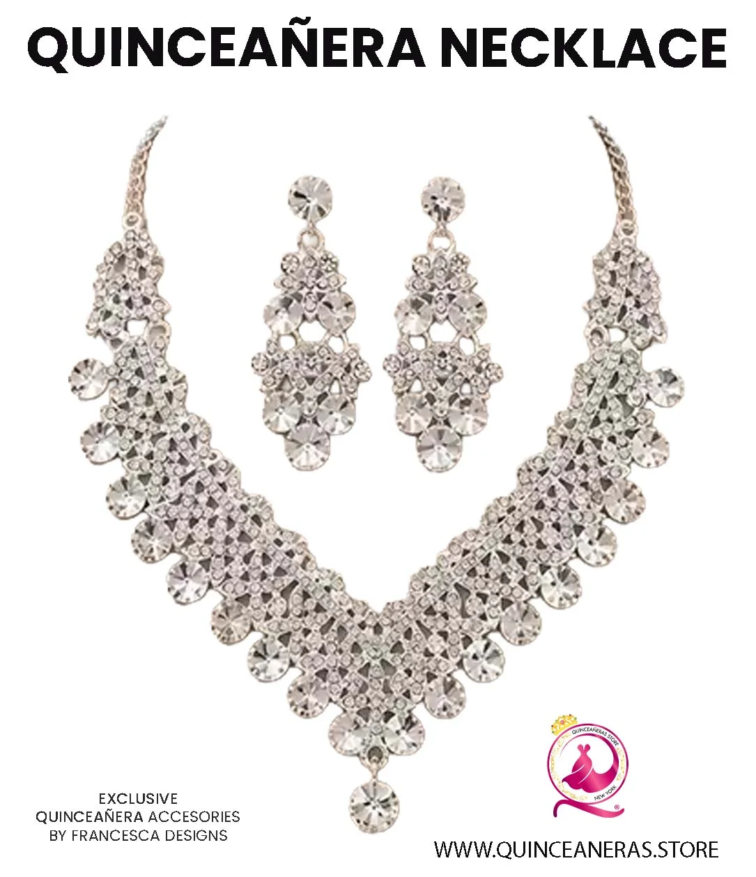 Accessory Luxury Quinceanera  Crystal Necklace with Earrings
